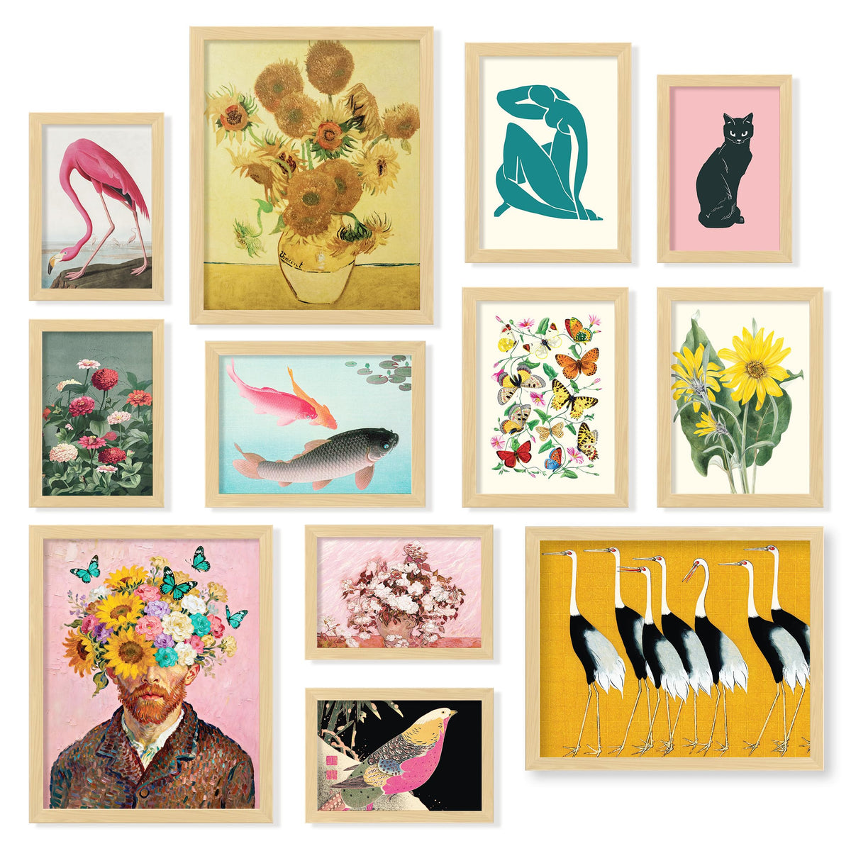 Eclectic Wall Art Prints Unframed, Mid Century Retro Decor for Home Bedroom