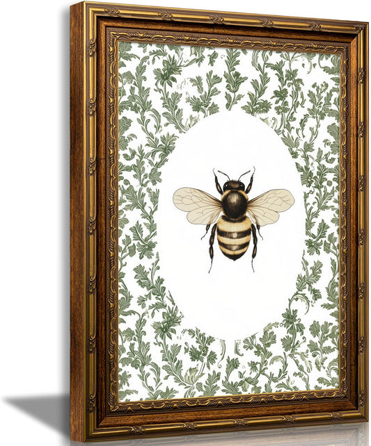 SKZMBTI Vintage Gold Framed Insect Wall Art Classical Bee Painting Prints
