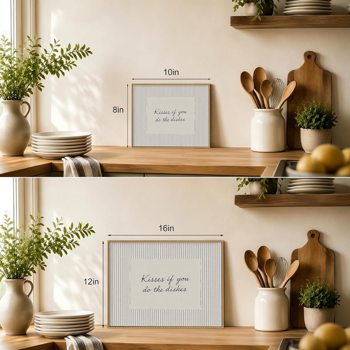 Kitchen Decor, Framed Wall Art, Kisses If You Do the Dishes Artwork 8x10in