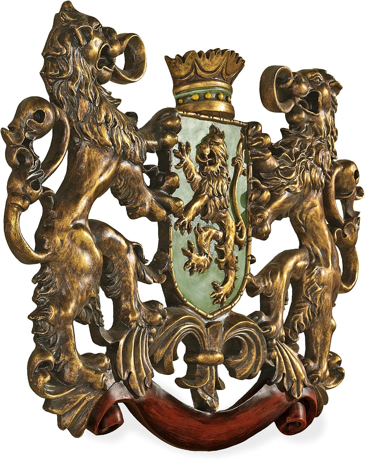 Design Toscano Heraldic Royal Lions Coat of Arms Wall Sculpture, 30 Inch, Full Color