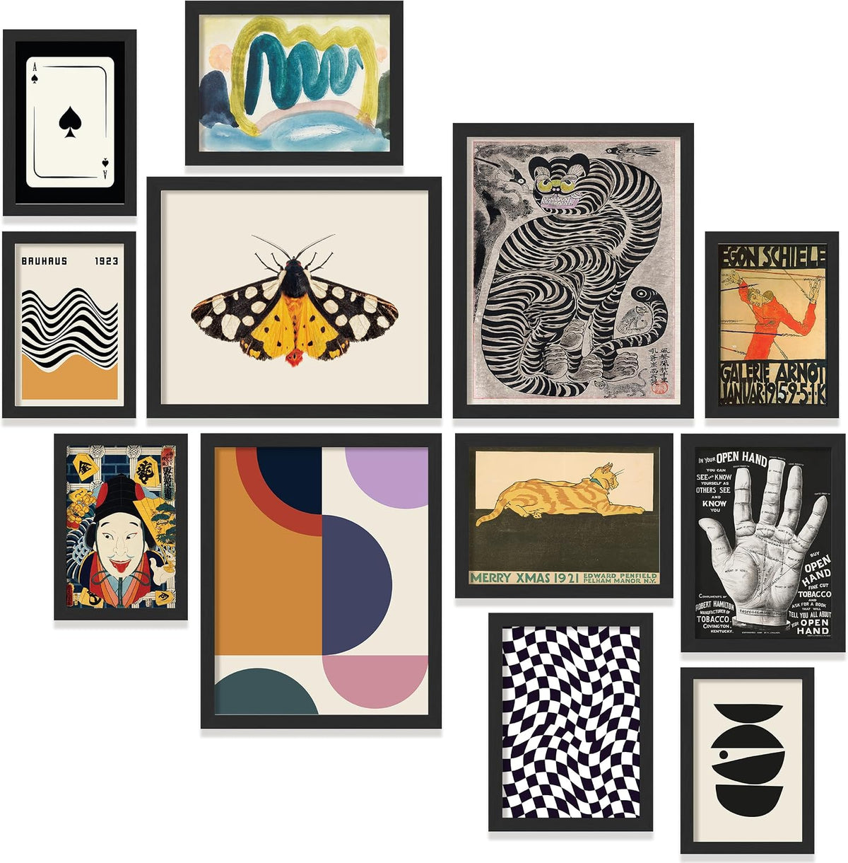 Eclectic Wall Art Prints Unframed, Mid Century Retro Decor for Home Bedroom