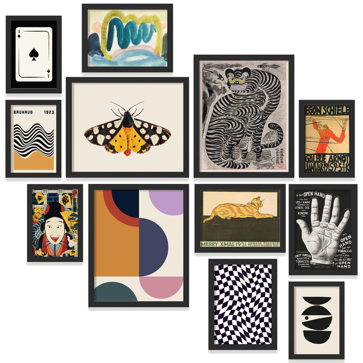 Eclectic Wall Art Prints Unframed, Mid Century Retro Decor for Home Bedroom