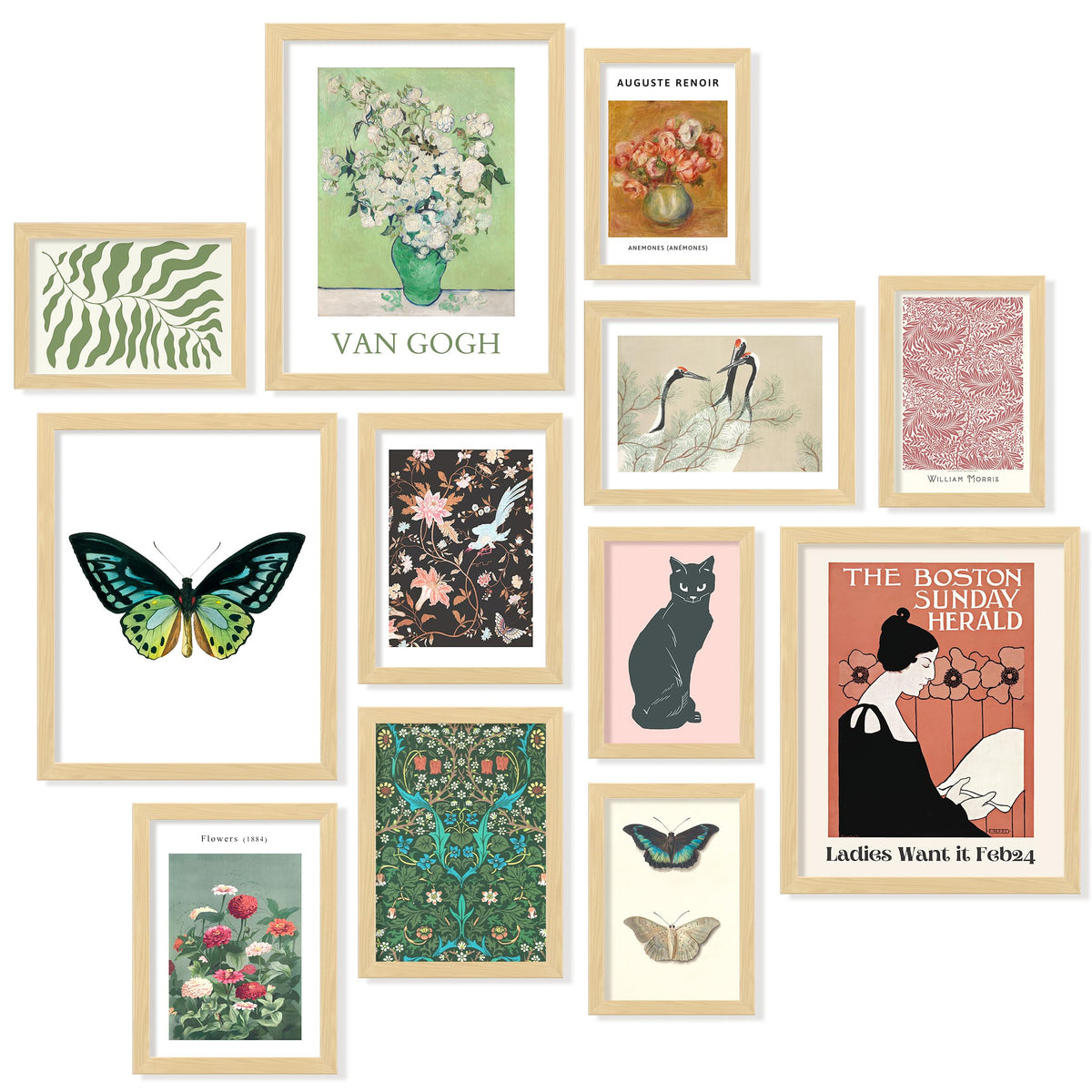 Eclectic Wall Art Prints Unframed, Mid Century Retro Decor for Home Bedroom