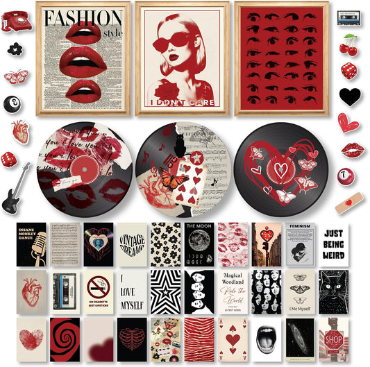 Downtown Girl Room Decor Y2k Posters, Trendy Red Prints For Teen Girl Dorm