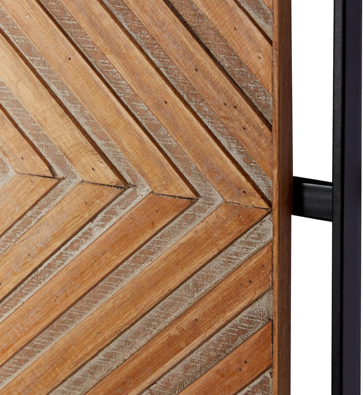 Deco 79 Wooden Geometric Home Wall Decor Linear Carved Wall Sculpture with Black Frame, Set of 2 Wall Art 32"W, 12"H, Brown