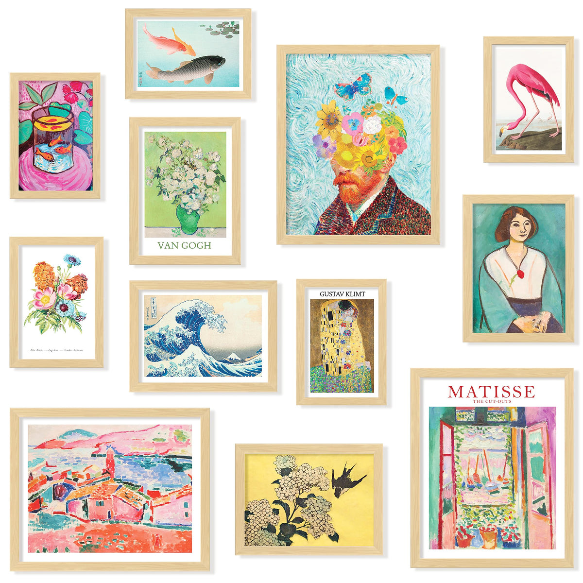 Eclectic Wall Art Prints Unframed, Mid Century Retro Decor for Home Bedroom