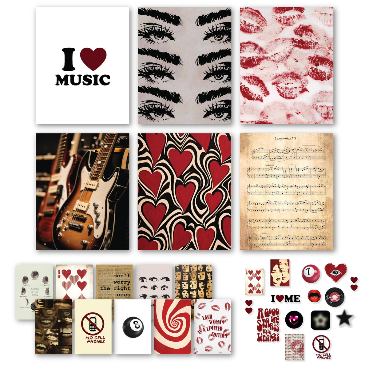 Downtown Girl Room Decor Y2k Posters, Trendy Red Prints For Teen Girl Dorm