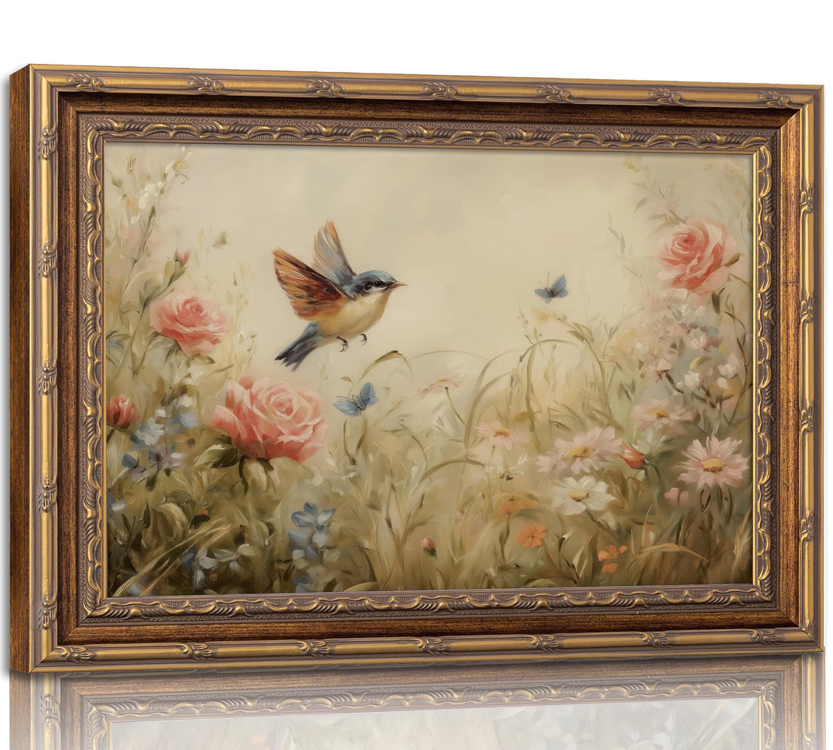SKZMBTI Vintage Gold Framed Insect Wall Art Classical Bee Painting Prints
